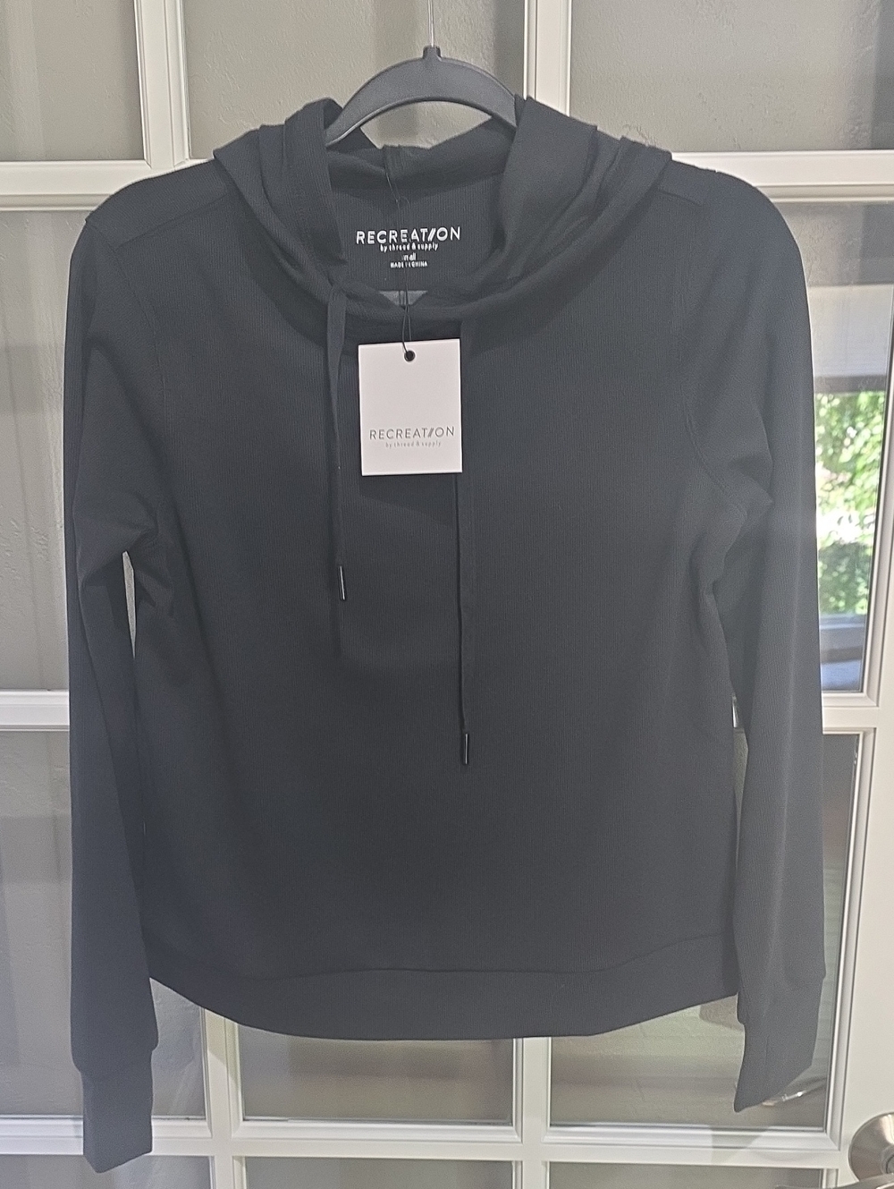 Thread & Supply Black Cowl Neck Pullover Hoodie